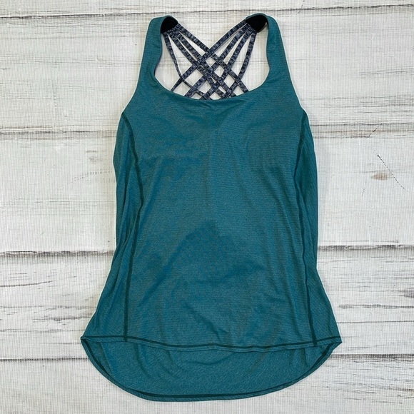 Lululemon Tank Top Women's 8 Green Sleeveless Athletic Built-in Bra - Picture 10 of 13
